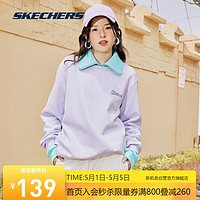 SKECHERS 斯凯奇 舒适休闲针织套头情侣运动卫衣男女同款秋季加绒圆领外套