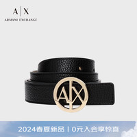 阿玛尼 EMPORIO ARMANIARMANI EXCHANGE24春夏AX女士镂空徽标字母扳扣腰带 77520黑色 90