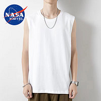NASA MARVEL无袖背心男士2024夏季圆领套头简约宽松无袖男坎肩透气上衣 白色 2XL
