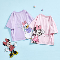Disney 迪士尼 可爱卡通女童T恤圆领休闲儿童短袖中大童童装上衣