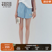 Teenie Weenie小熊2024年夏季毛巾布短裤休闲裤运动裤卫裤宽松 浅蓝色 155/XS