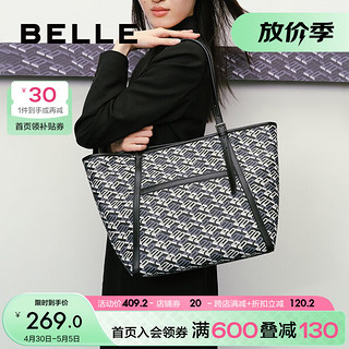 BeLLE 百丽 经典复古老花女大容量单肩手提包21168CX2 黑色 F