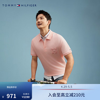 TOMMY HILFIGER【绒面LOGO】24春夏男纯棉珠地网眼休闲字母短袖POLO衫34771 粉色TJS XL (：165-180斤)