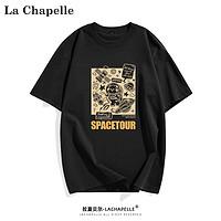 La Chapelle 港风潮牌T恤男短袖新款男装纯棉宽松大码半袖打底衫ins潮流上衣服 太空熊熊#黑 2XL