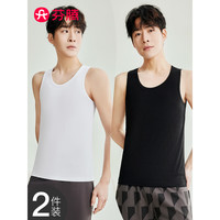 芬腾背心男【网孔透气 2件装】2024男休闲不闷汗运动打底外穿内搭 黑色/白色 XXXL