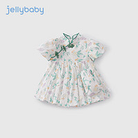 JELLYBABY 旗袍女童夏季宝宝连衣裙婴幼儿裙子夏款小童国风夏装汉服儿童唐装 浅绿 110CM