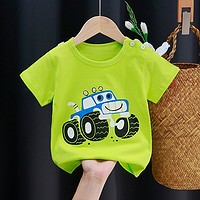 易卡通（linkcard）儿童T恤纯棉短袖上衣男女童夏季上衣童装 i002-绿汽车 100cm