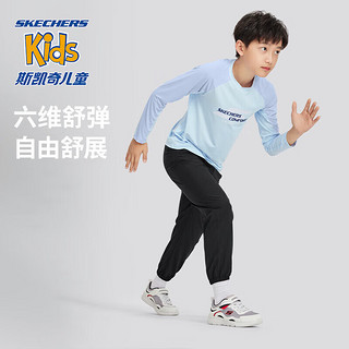 Skechers斯凯奇男女童运动长裤夏季舒适弹力儿童束脚休闲裤P224K034 碳黑/0018 130