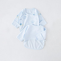 Tongtai 童泰 四季款婴儿衣服0-3月新生儿偏开半背衣男女宝宝家居上衣两件装