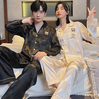 莫代尔莫代尔睡衣女春秋冰丝绸男仿真丝长袖高级感可外穿夏家居服
