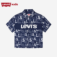 Levi's 李维斯 童装男童短袖衬衫夏季儿童休闲短袖上衣 深靛蓝 110/52