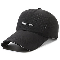 GLO-STORY加长帽檐速干棒球帽男女户外鸭舌帽薄款遮阳帽MMZ824254 memorie-黑色