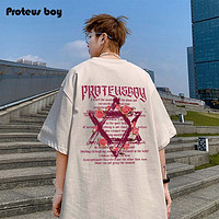 Proteus Boy ProteusBoy短袖t恤男夏季2024新款潮男生美式印花纯棉上衣服半袖T