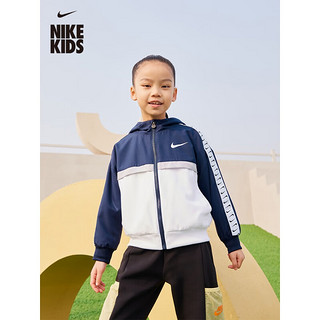 耐克（NIKE）男童幼童梭织夹克春季外套休闲拼接叠搭HF2610 410深藏青 L