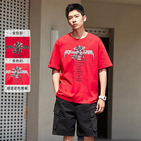 森马 Semir【感温变色纯棉t恤】夏季高街嘻哈字母印花休闲男士短袖t恤男款