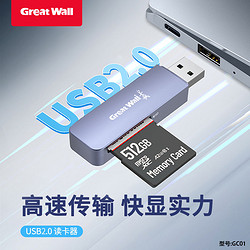 Great Wall 长城 原装USB2.0读卡器SD/TF多功能二合一电脑手机内存读卡器专用