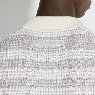 杰尼亚（Zegna）夏季白色配深灰褐色棉及桑蚕丝混纺短袖Polo衫UDF63A7-C32-260-52