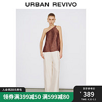 URBAN REVIVO UR2024春季女装时尚松弛感肌理百搭高腰阔腿裤UWG640030 本白 S