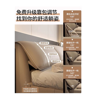 晓印大象耳朵真皮床轻奢现代简约主卧大床意式极简储物双人床大气婚床 豪华版:真皮单床 【框架结构】1500mm*2000mm