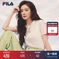 FILA 斐乐 杨幂同款 FILA斐乐短袖女T恤2024夏新冰丝凉感抗菌刺绣白色T恤女