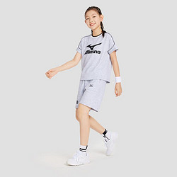 Mizuno 美津浓 夏季套装男女童T恤短裤短袖户外运动两件套中大童