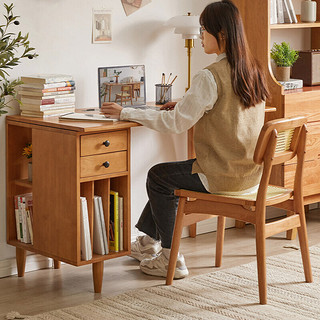 JIAYI 家逸 北欧实木书房书桌办公桌家用卧室电脑桌创意学习桌写字台 樱桃木色单人桌