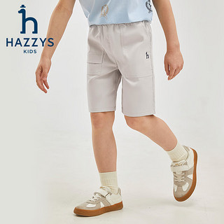 哈吉斯（HAZZYS）品牌童装男童短裤2024夏季舒适弹力轻薄简约休闲梭织五分裤 米白色 165