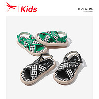 百亿补贴：红蜻蜓儿童夏季新款千鸟格凉鞋透气舒适女童时尚洋气时装鞋子休闲