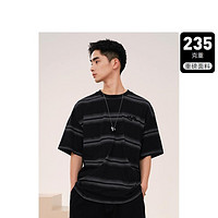 GXG 2024夏季GXG男装235g重磅条纹设计宽松休闲短袖T恤男