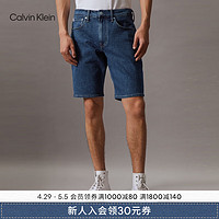Calvin Klein Jeans24春夏男士经典标牌洗水微弹休闲牛仔短裤J325536 1A4-牛仔蓝 30
