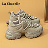La Chapelle 女鞋老爹鞋女夏季透气网面运动鞋软底增高休闲鞋 灰色 36