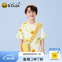 B.Duck小黄鸭童装男童短袖儿童T恤男2024夏季凉感透气半袖上衣 白色 150cm