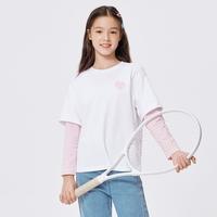 春秋款女童长袖t恤假两件中大童渐变印花上衣休闲打底衫潮