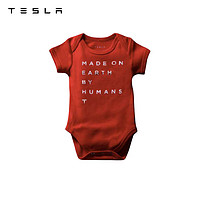 TESLA 特斯拉 「Made on Earth by Humans」婴儿连体衣纯棉制造 红色 12