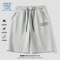 JEANSWEST LIFE 真维斯休闲短裤男夏季男款纯棉运动篮球中裤男士灰色直筒五分裤 灰/米咖标 XL