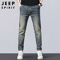 JEEP SPIRIT 吉普（JEEP）牛仔裤男秋冬季潮流美式复古休闲裤男士直筒男裤 怀旧色 32