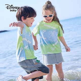 Disney 迪士尼 童装儿童男童短袖T恤棉质针织上衣打底衫23夏DB321BE02渐变100 渐变唐老鸭