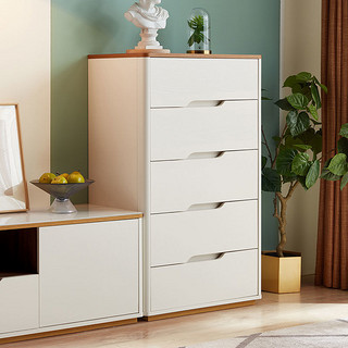 KIDS现代简约卧室小户型五斗柜收纳斗柜抽屉柜储物柜柜子 四斗柜0.8米-白色
