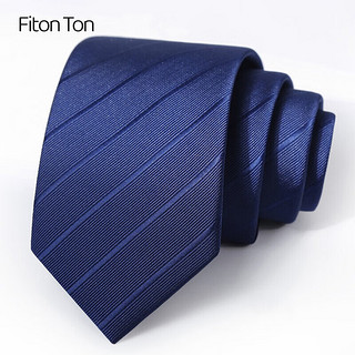 Fiton Ton FitonTon领带拉链男正装商务8cm免打一拉得懒人西装领带礼盒装FTL0003 蓝色斜纹（拉链）