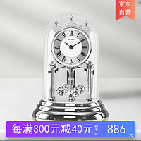 SEIKO 精工 日本精工时钟时尚座钟旋转钟摆 卧室客厅办公桌钟表玻璃台钟