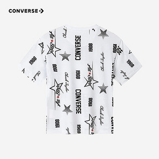 CONVERSE 匡威 儿童装男女童短袖上衣2024夏中大童印花T恤CNVN-TE-F720 纯白色 110/52