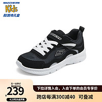 Skechers斯凯奇童鞋2024春男童网面透气运动鞋舒适轻便休闲鞋405283L 黑色/白色/BKW 33码