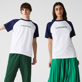 LACOSTE 拉科斯特 法国鳄鱼男女同款秋季时尚撞色纯棉圆领短袖T恤