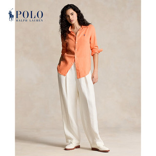 Polo Ralph Lauren 拉夫劳伦 女装 24年夏宽松版型亚麻衬衫RL25519 600-橙色 XXS