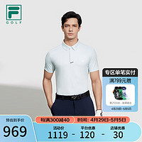 FILA 斐乐 男子针织短袖POLO衫2024夏防晒高尔夫运动上衣 烟雨蓝-LB 170/92A/M