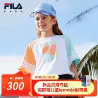FILA斐乐儿童童装2024夏季中大童女童短袖T恤 标准白-WT 160cm