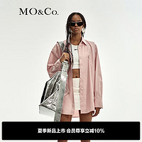 MO&Co.Reebok联名系列2024夏OVERSIZE挺括衬衫外套MBD2SHT015 裸粉色 S/160