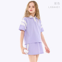 Disney 迪士尼 女童夏季套装24新款时髦洋气短袖裙子儿童学院风运动两件套童装