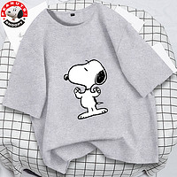 SNOOPY 史努比 儿童夏季短袖印花款男女童夏季圆领短袖T恤TDT1 TDT1-B428灰色 130