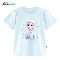 Disney 迪士尼 女童短袖夏季洋气百搭艾莎T恤可爱上衣夏装棉薄款